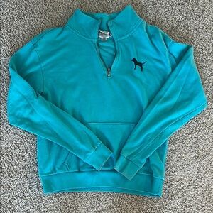 PINK Aqua Blue Logo Quarter-Zip